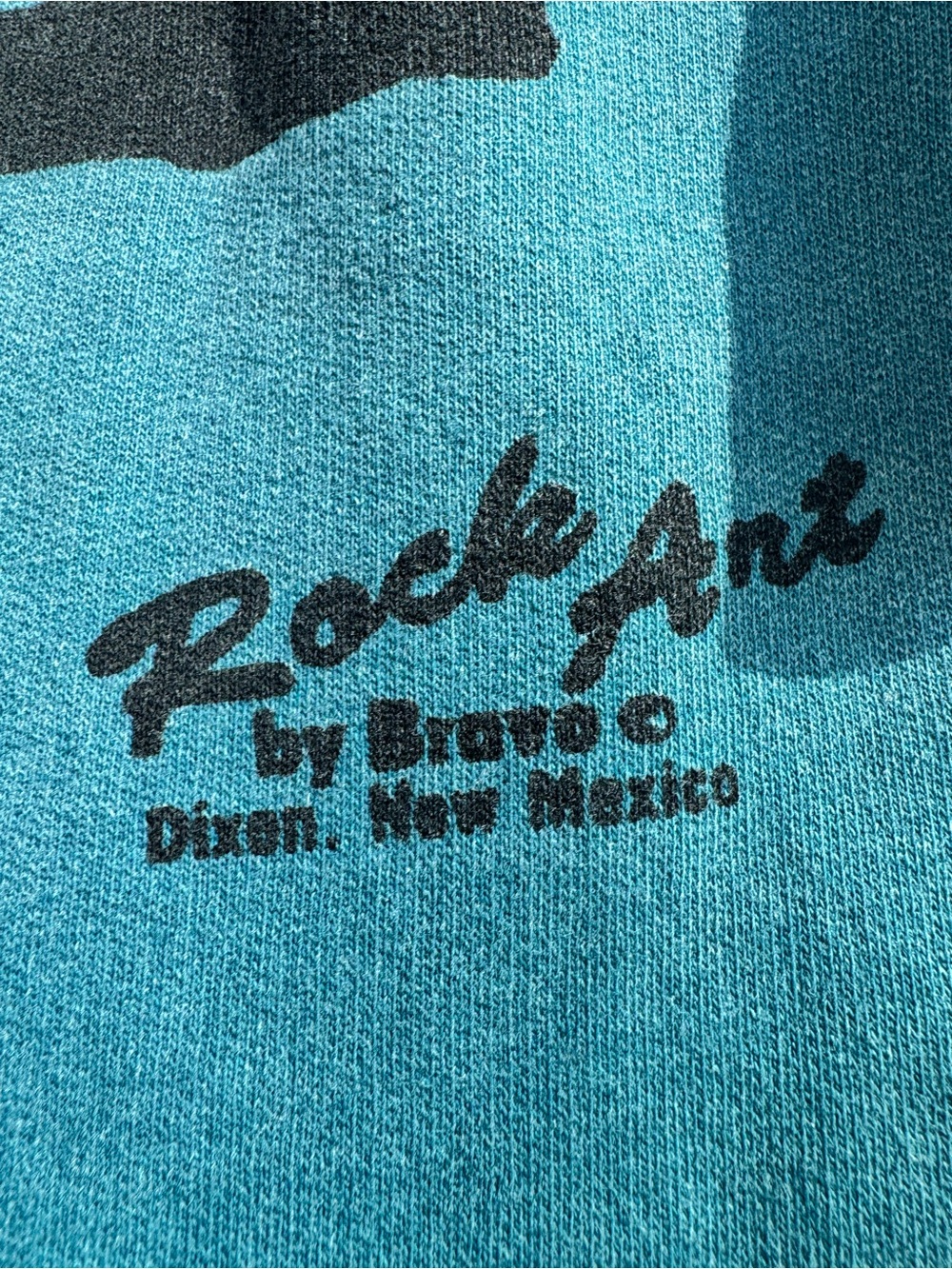 Vintage Rock Art by Bravo Oversized Loose Sweatshirt Teal Native Art Snake L - Picture 8 of 8